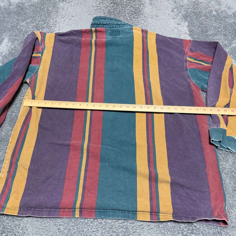 Weekends Vtg 1990s Mens XXL Striped Denim Pullover Collared Shirt Long Sleeve - Picture 5 of 7